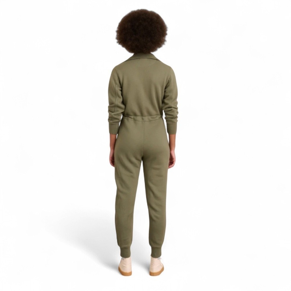Alex Mill Cotton Terry Zip Front Jumpsuit Military Green Sz S - Picture 5 of 14